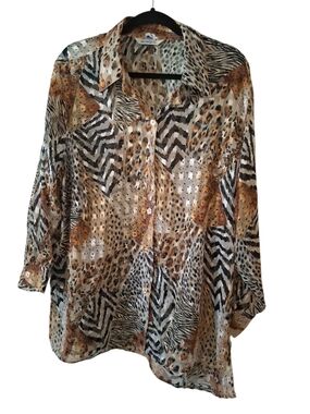 Mesmerize Animal Print Sheer Blouse